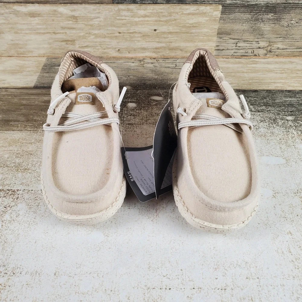 Hey Dude Wally Break Toddler Kids Loafer Shoes Sz 13 Tan Brushed Linen Round Toe
